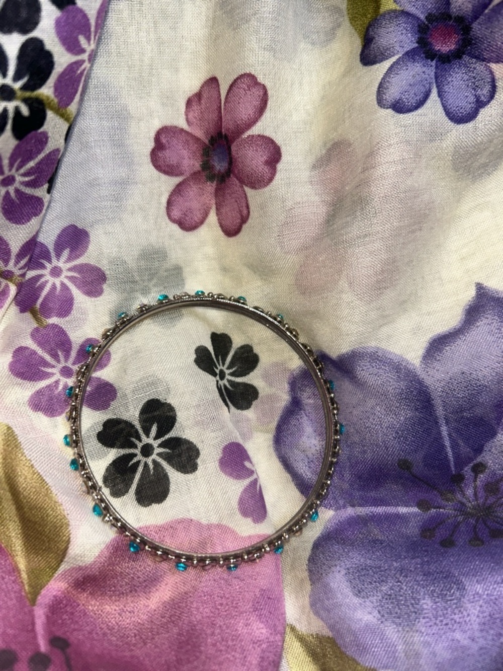 Turquoise Crystal Rhinestone Bangle Bracelet - Picture 3 of 4